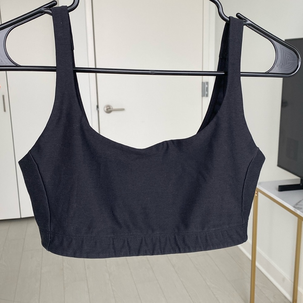 Outdoor Voices Double Time Black Sports Bra, Size Medium, Medium Support
